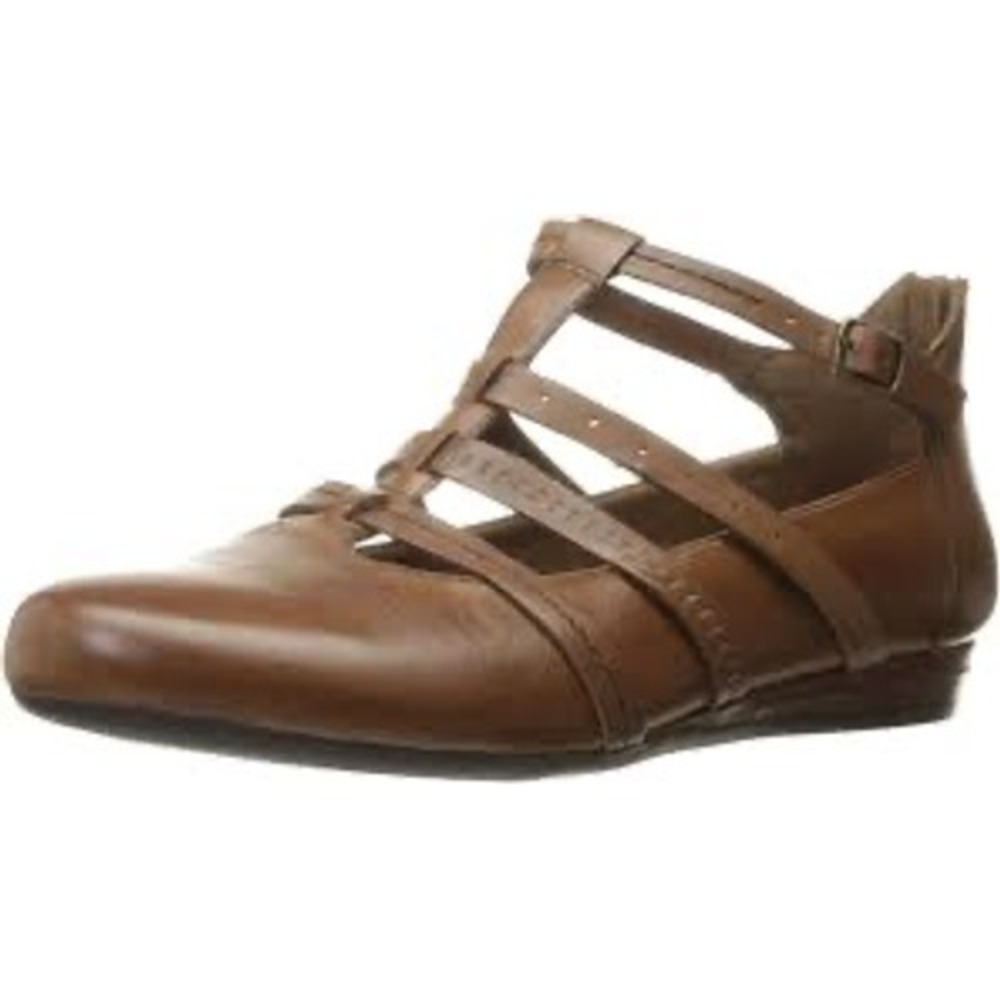 Rockport Cobb Hill Gracie t-strap flats brown leather back zipper women's size 8